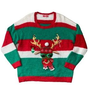 NEW Ugly Christmas Sweater Reindeer Bells Size XXXL 3X